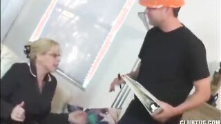 Mom And Teen Jerk Off The Electricity Guy For Good