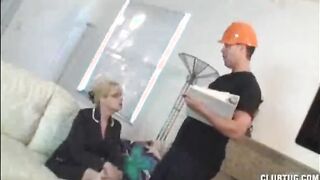 Mom And Teen Jerk Off The Electricity Guy For Good