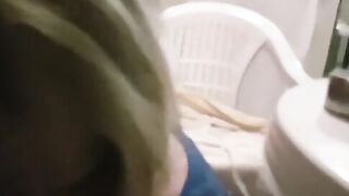 Mom help stepson on balcony not see her husband..